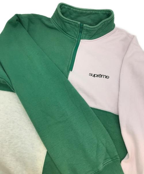 SUPREME（シュプリーム）SUPREME (シュプリーム) カラーブロックハーフジップスウェットシャツ グリーン×ピンク サイズ:Ｌの古着・服飾アイテム