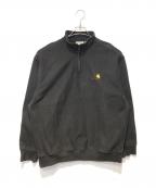 Carhartt WIPカーハート ワークインプログレス）の古着「ハーフジップアメリカンスクリプトスウェットシャツ」｜ブラック