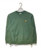 Carhartt WIPカーハート ワークインプログレス）の古着「アメリカンスクリプトスウェットシャツ」｜グリーン