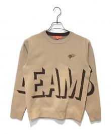 BEAMS GOLF（ビームスゴルフ）の古着「ビッグシャドーロゴニット」｜ベージュ