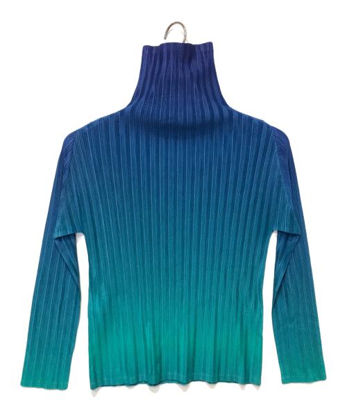 PLEATS PLEASE（プリーツプリーズ）PLEATS PLEASE (プリーツプリーズ) グラデーションプリーツハイネックカットソー ブルー サイズ:3の古着・服飾アイテム