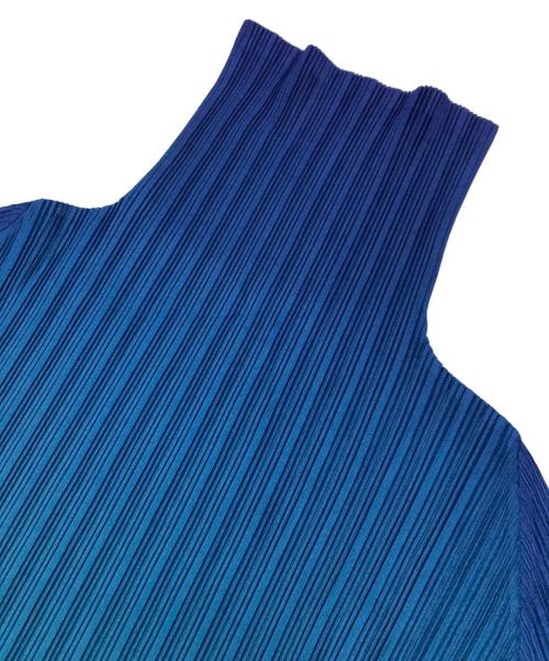 PLEATS PLEASE（プリーツプリーズ）PLEATS PLEASE (プリーツプリーズ) グラデーションプリーツハイネックカットソー ブルー サイズ:3の古着・服飾アイテム