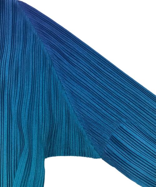 PLEATS PLEASE（プリーツプリーズ）PLEATS PLEASE (プリーツプリーズ) グラデーションプリーツハイネックカットソー ブルー サイズ:3の古着・服飾アイテム