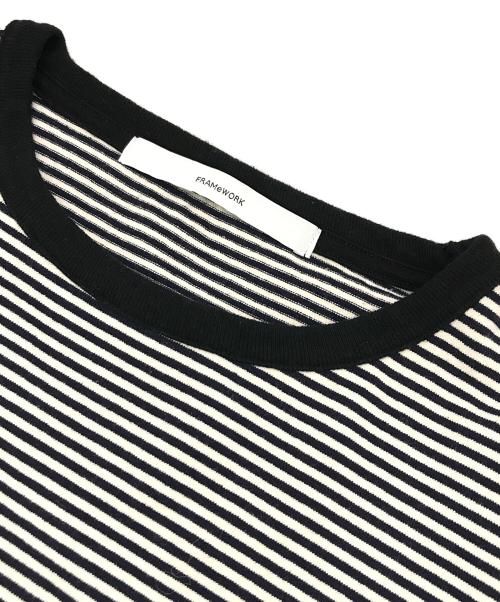 FRAMeWORK（フレームワーク）FRAMeWORK (フレームワーク) ミジンボーダーロンT ホワイト×ブラック サイズ:下記参照の古着・服飾アイテム
