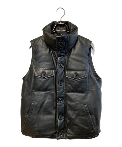 AVIREX（アヴィレックス）AVIREX (アヴィレックス) シープレザーダウンベスト ブラック サイズ:Mの古着・服飾アイテム