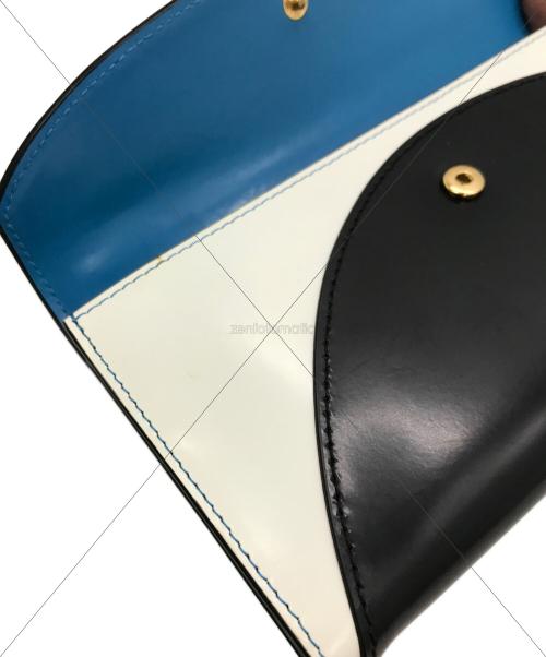 PLAN C（プランシー）Plan C (プランシー) レザー 二つ折り長財布 ブルー×ブラックの古着・服飾アイテム