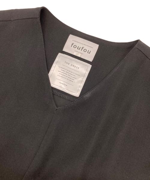 foufou（フーフー）foufou (フーフー) Vネックギャザーワンピース ブラックの古着・服飾アイテム
