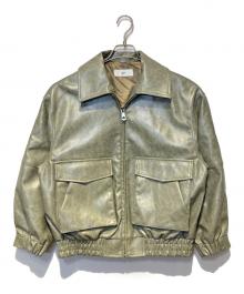 SLY（スライ）の古着「FAUX LEATHER ZIP UP ブルゾン」｜グリーン