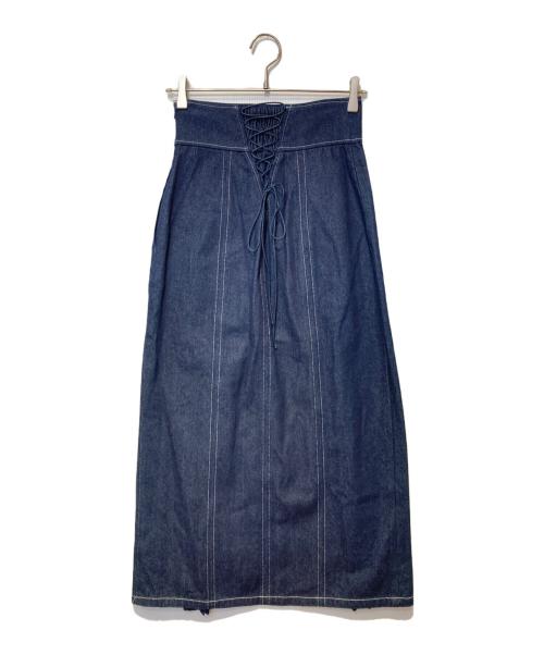 LAGUNA MOON（ラグナムーン）LAGUNA MOON (ラグナムーン) レースアッププリーツタイトデニムスカート インディゴ サイズ:Ｓ 未使用品の古着・服飾アイテム
