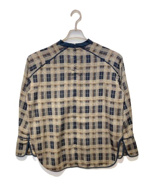 CLANE（クラネ）CLANE (クラネ) CHECK PIPING TOPS ネイビー×ブラウン サイズ:1の古着・服飾アイテム