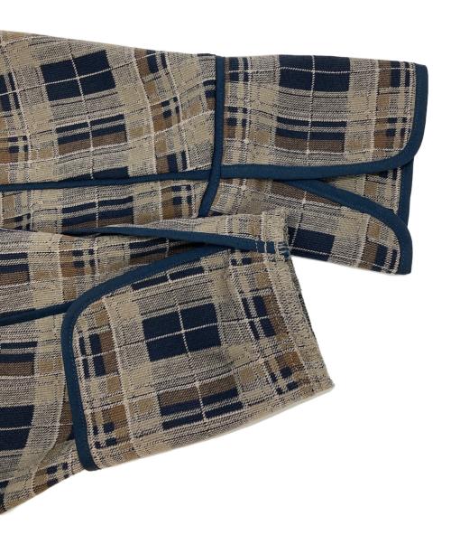 CLANE（クラネ）CLANE (クラネ) CHECK PIPING TOPS ネイビー×ブラウン サイズ:1の古着・服飾アイテム