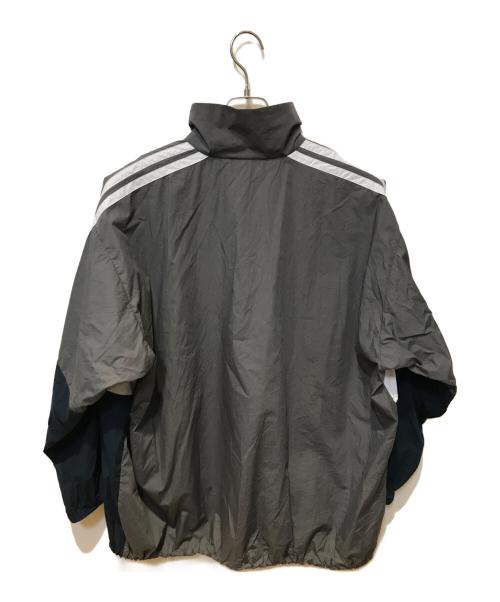 BALENCIAGA（バレンシアガ）BALENCIAGA (バレンシアガ) ロゴジップナイロンジャケット グレー×ネイビー サイズ:37の古着・服飾アイテム