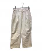 Ballsy.Brothersボールジーブラザーズ）の古着「ウエスタンショートリジットワイドタックデニムパンツ」｜ホワイト