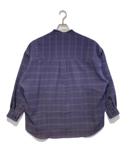 MAISON SPECIAL（メゾンスペシャル）MAISON SPECIAL (メゾンスペシャル) チェックプリントプライムオーバーバンドカラーシャツ ネイビー サイズ:00の古着・服飾アイテム