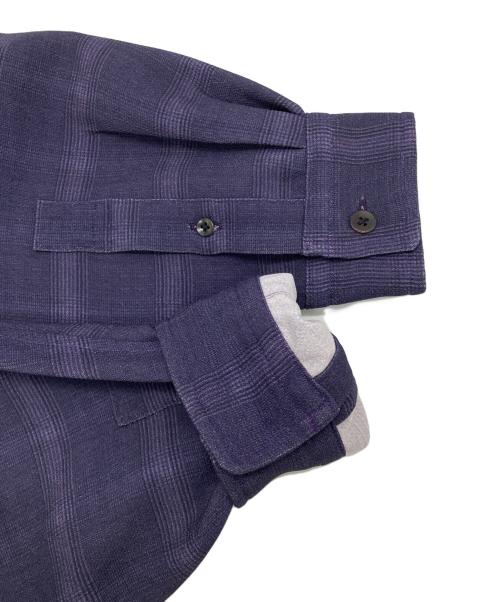 MAISON SPECIAL（メゾンスペシャル）MAISON SPECIAL (メゾンスペシャル) チェックプリントプライムオーバーバンドカラーシャツ ネイビー サイズ:00の古着・服飾アイテム