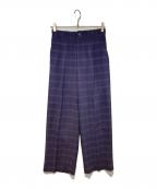 MAISON SPECIALメゾンスペシャル）の古着「チェックプリントワンタックワイドパンツ」｜ネイビー