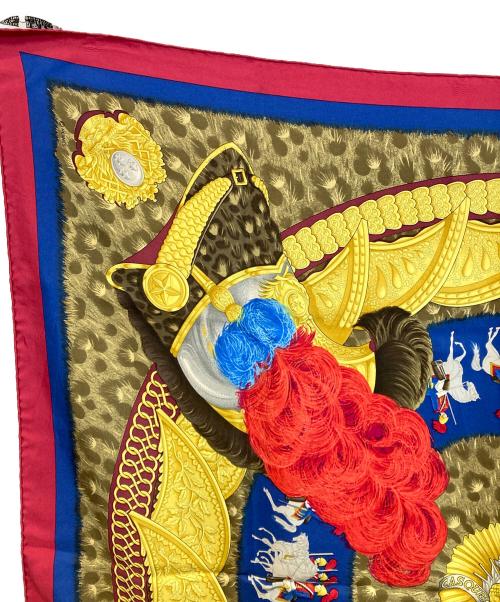 HERMES（エルメス）HERMES (エルメス) カレ90 レッド×ブルー サイズ:下記参照　の古着・服飾アイテム