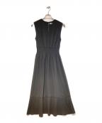 FRAY IDフレイ アイディー）の古着「ウエストシャーリングシフォンワンピース」｜ブラック