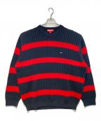 SUPREMEシュプリーム）の古着「ルーズゲージストライプスモールボックスセーター」｜ネイビー×レッド
