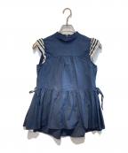 BORDERS at BALCONYボーダーズアットバルコニー）の古着「コットンティアードトップス」｜ネイビー