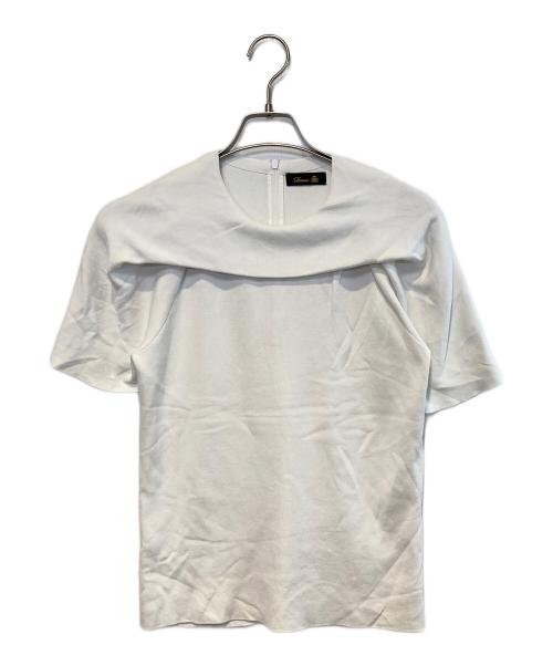 DRAWER（ドゥロワー）DRAWER (ドゥロワー) 16Gバックジップクルーネックニット ホワイト サイズ:FREEの古着・服飾アイテム