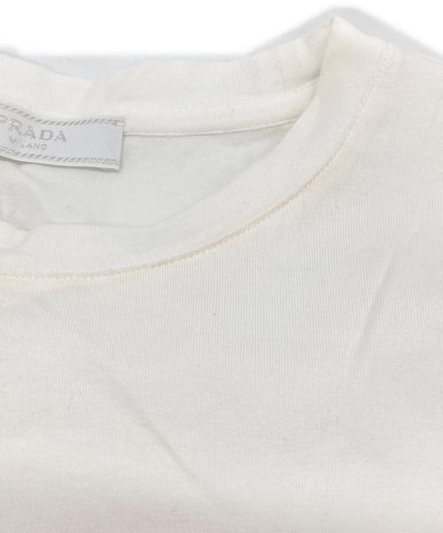 PRADA（プラダ）PRADA (プラダ) ラバーロゴナイロン切り替えポケットTシャツ ホワイト サイズ:Ｓの古着・服飾アイテム