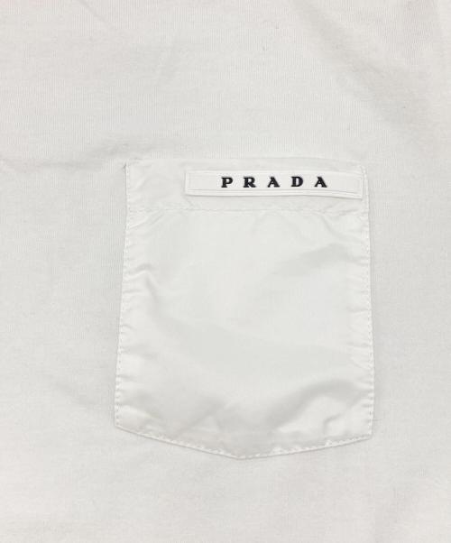 PRADA（プラダ）PRADA (プラダ) ラバーロゴナイロン切り替えポケットTシャツ ホワイト サイズ:Ｓの古着・服飾アイテム