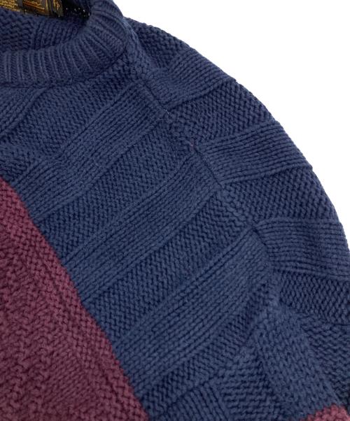 Eddie Bauer（エディーバウアー）Eddie Bauer (エディーバウアー) ［古着］ローゲージニット ネイビー×グリーン サイズ:Lの古着・服飾アイテム