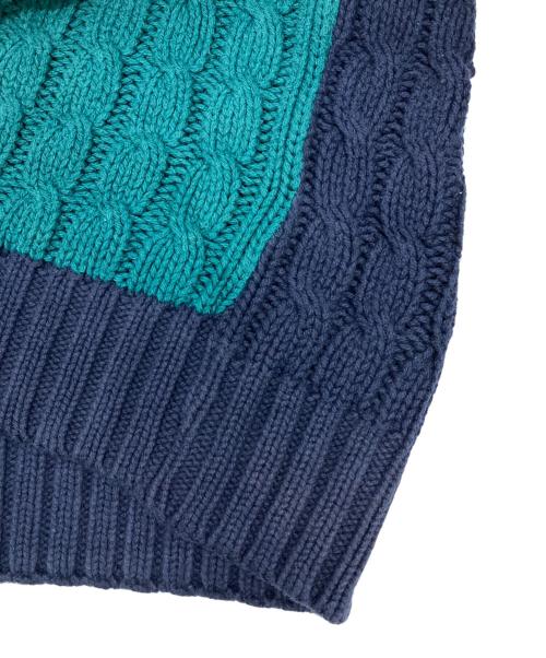 Eddie Bauer（エディーバウアー）Eddie Bauer (エディーバウアー) ［古着］ローゲージニット ネイビー×グリーン サイズ:Lの古着・服飾アイテム