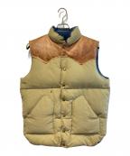 WAREHOUSE×DUBBLE WORKSウエアハウス×ダブルワークス）の古着「レザーヨークダウンベスト」｜ベージュ