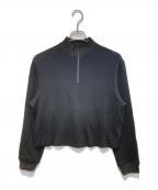 theoryセオリー）の古着「ダブルニットクロップハーフジップスウェット」｜ブラック