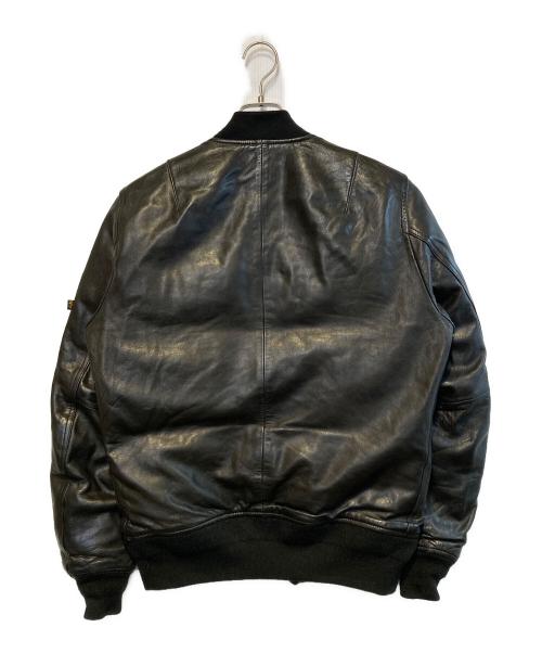 ALPHA（アルファ）ALPHA (アルファ) MA-1レザーダウンジャケット ブラック サイズ:Lの古着・服飾アイテム