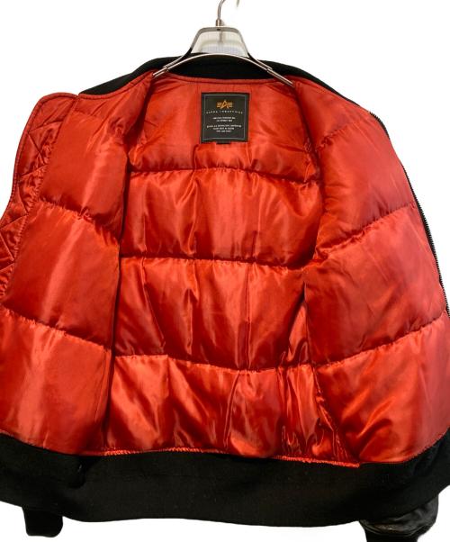 ALPHA（アルファ）ALPHA (アルファ) MA-1レザーダウンジャケット ブラック サイズ:Lの古着・服飾アイテム