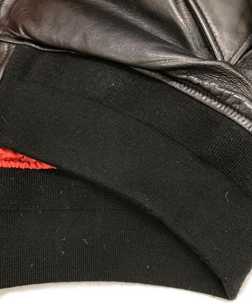 ALPHA（アルファ）ALPHA (アルファ) MA-1レザーダウンジャケット ブラック サイズ:Lの古着・服飾アイテム