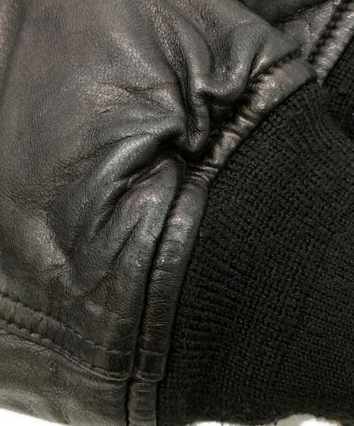 ALPHA（アルファ）ALPHA (アルファ) MA-1レザーダウンジャケット ブラック サイズ:Lの古着・服飾アイテム