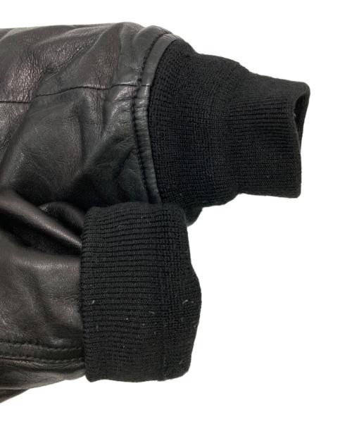 ALPHA（アルファ）ALPHA (アルファ) MA-1レザーダウンジャケット ブラック サイズ:Lの古着・服飾アイテム