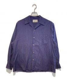 WACKO MARIA（ワコマリア）の古着「KASURI STRIPED OPEN COLLAR SHIRT」｜ネイビー