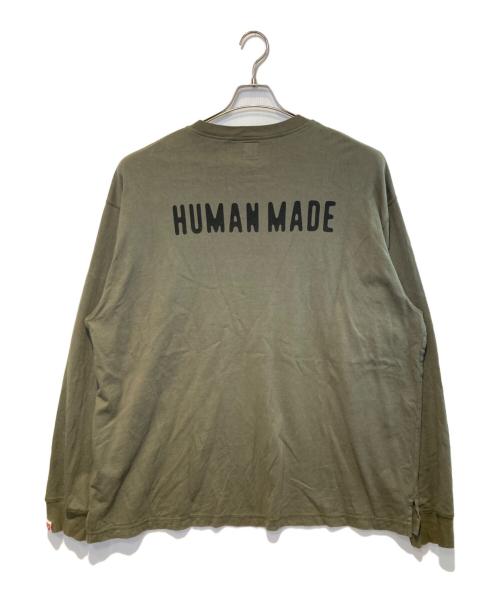 HUMAN MADE（ヒューマンメイド）HUMAN MADE (ヒューマンメイド) バックロゴヘンリーネックカットソー オリーブ サイズ:XLの古着・服飾アイテム