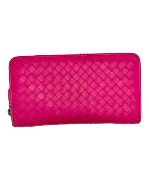 BOTTEGA VENETA（ボッテガベネタ）BOTTEGA VENETA (ボッテガベネタ) イントレチャートラウンドジップ長財布 ピンク サイズ:下記参照　の古着・服飾アイテム