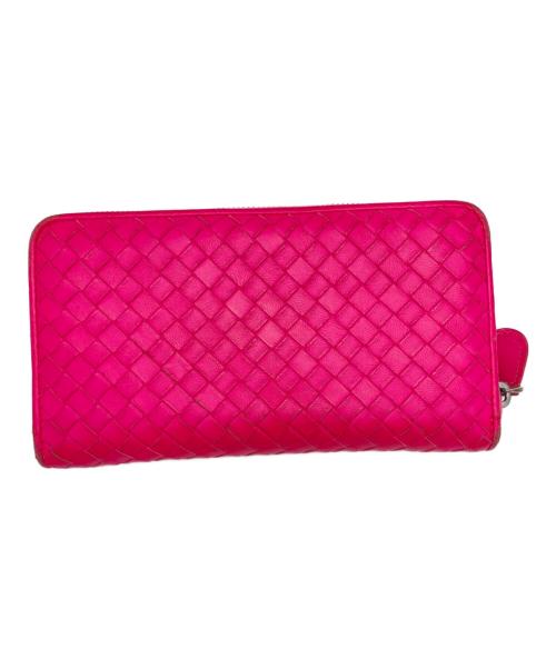 BOTTEGA VENETA（ボッテガベネタ）BOTTEGA VENETA (ボッテガベネタ) イントレチャートラウンドジップ長財布 ピンク サイズ:下記参照　の古着・服飾アイテム
