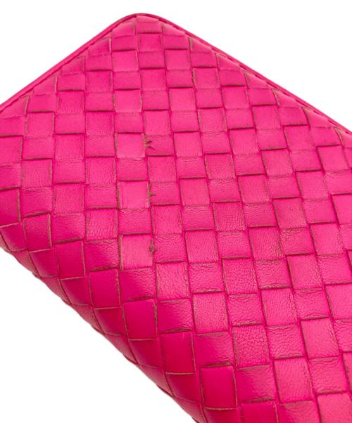 BOTTEGA VENETA（ボッテガベネタ）BOTTEGA VENETA (ボッテガベネタ) イントレチャートラウンドジップ長財布 ピンク サイズ:下記参照　の古着・服飾アイテム