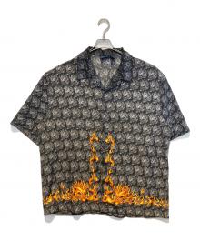 MT:2（エムティー：2）の古着「［古着］スカル＆ファイヤー オープンカラーシャツ」｜ブラック×レッド