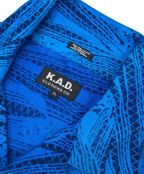 K.A.D.（ケーエーディー）K.A.D. (ケーエーディー) ［古着］歌舞伎プリント オープンカラーシャツ ブルー サイズ:XLの古着・服飾アイテム