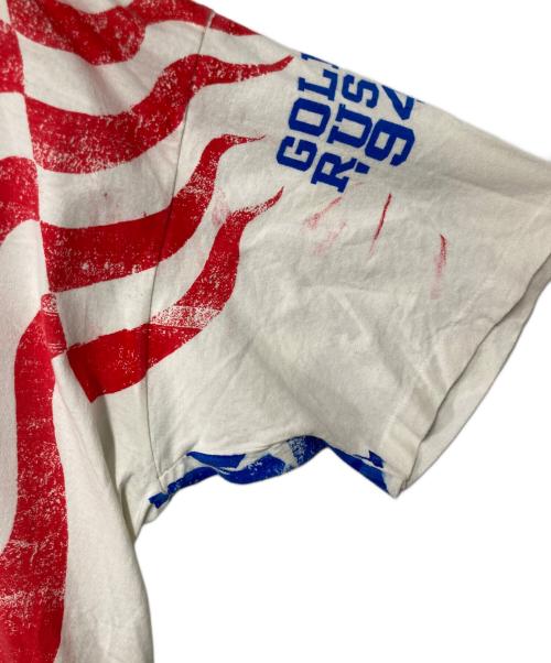 UNISPORT（ユニスポーツ）UNISPORT (ユニスポーツ) オールオーバープリントTシャツ ブルー×レッド×ホワイト サイズ:ＸＬの古着・服飾アイテム