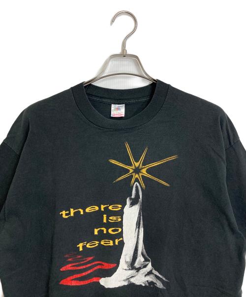 FRUIT OF THE LOOM（フルーツオブザルーム）FRUIT OF THE LOOM (フルーツオブザルーム) 【古着】90’S 両面プリントヴィンテージTシャツ　90年代 there is no fear USA製 シングルステッチ ブラック サイズ:XLの古着・服飾アイテム