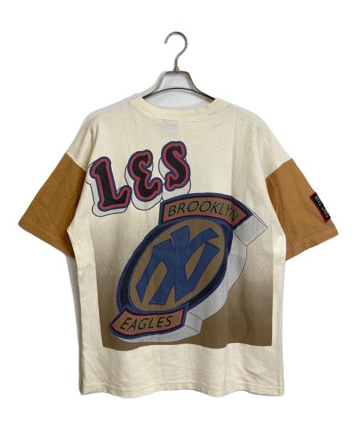 NLB（ニグロリーグベースボール）NLB (ニグロリーグベースボール) Negro Leagues Baseball　Tシャツ BROOKLYN USA製　ニグロリーグ アイボリー×ベージュ サイズ:XLの古着・服飾アイテム