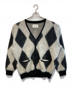WACKO MARIAワコマリア）の古着「ダイアモンド柄モヘアカーディガン)」｜ホワイト×ブラック