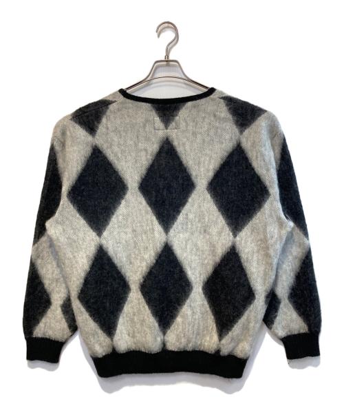WACKO MARIA（ワコマリア）WACKO MARIA (ワコマリア) ダイアモンド柄モヘアカーディガン) ホワイト×ブラック サイズ:Lの古着・服飾アイテム