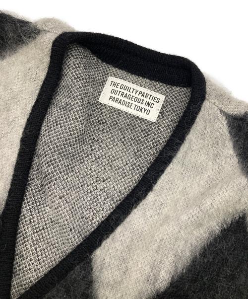 WACKO MARIA（ワコマリア）WACKO MARIA (ワコマリア) ダイアモンド柄モヘアカーディガン) ホワイト×ブラック サイズ:Lの古着・服飾アイテム