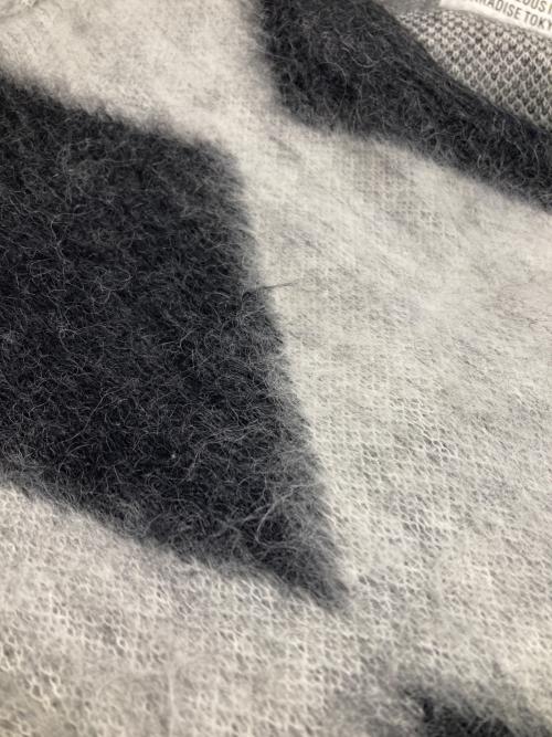 WACKO MARIA（ワコマリア）WACKO MARIA (ワコマリア) ダイアモンド柄モヘアカーディガン) ホワイト×ブラック サイズ:Lの古着・服飾アイテム